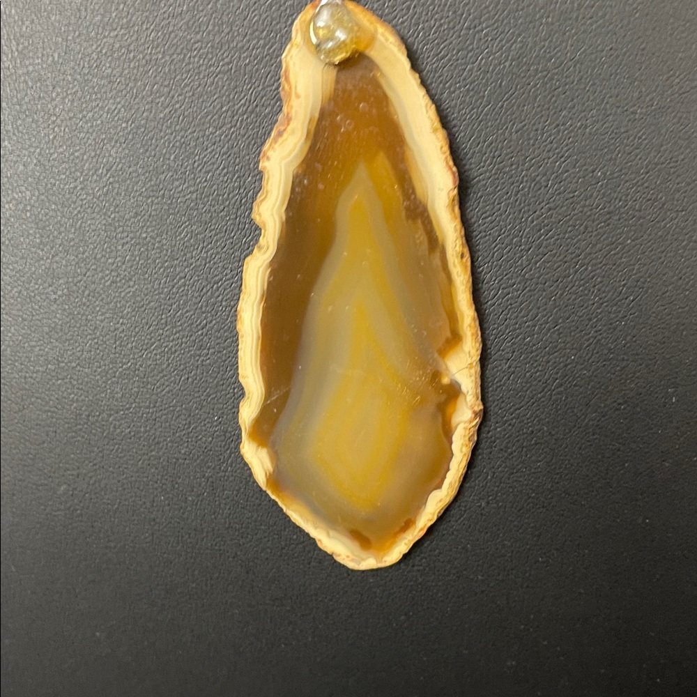Natural Agate Slice Pendant Necklace Polished Stone Geode Cord Chain Hook Close - Picture 3 of 4